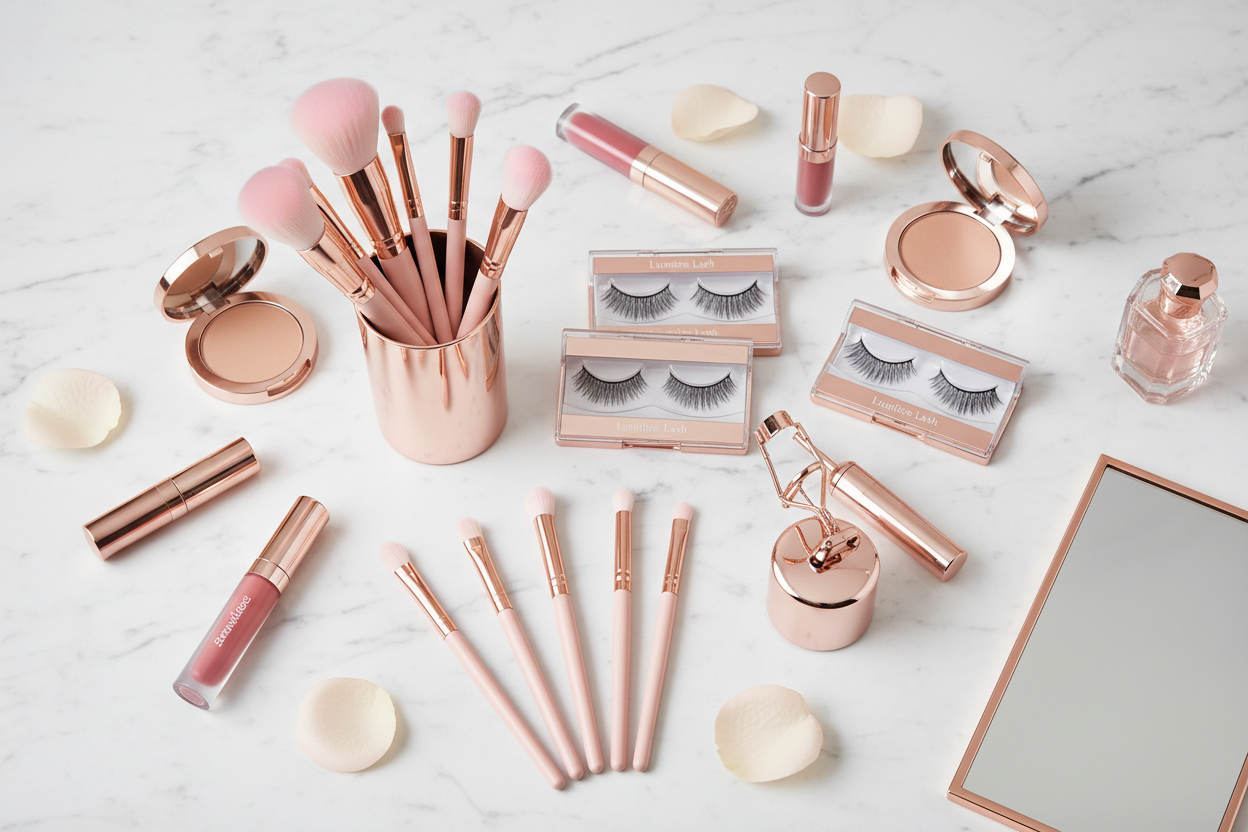 Accessoires beauté premium pinceaux maquillage faux cils