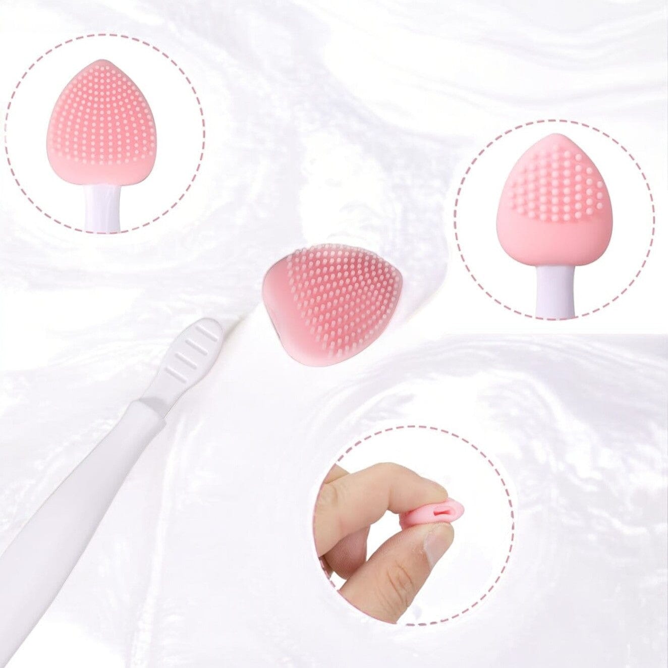 Brosse Nettoyante pour le Visage - DoubleSilkBrush™ - Cœur Rose - L'essentielle