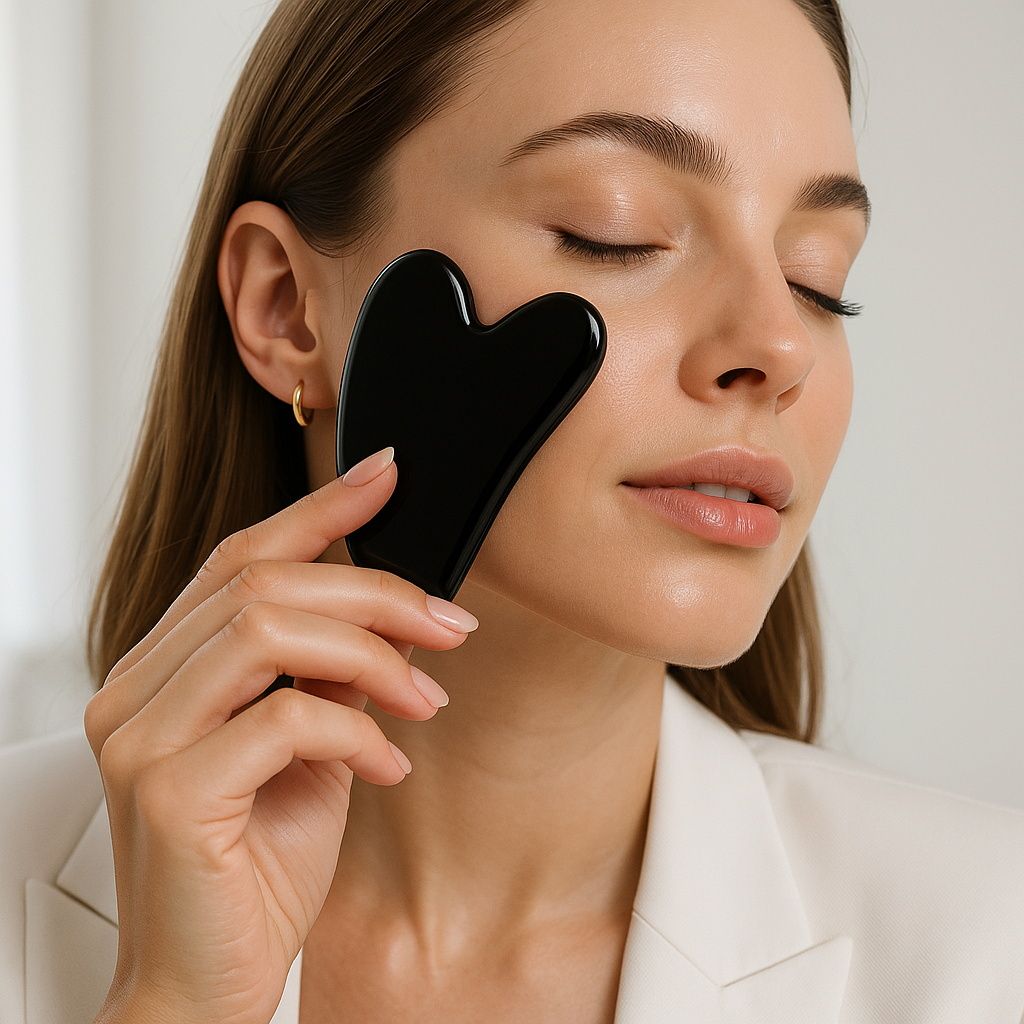 gua sha visage coeur noir